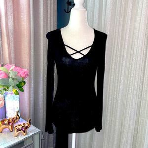 American Dream Lightweight Criss Cross Long Sleeve Tee